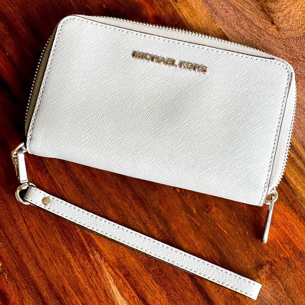 Michael Kors gray wristlet wallet